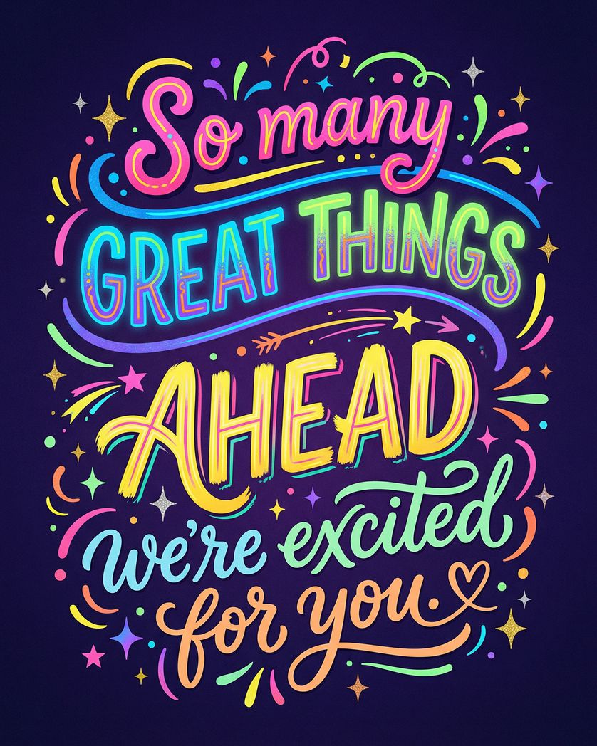 Card design "Neon pop - group leaving ecard"