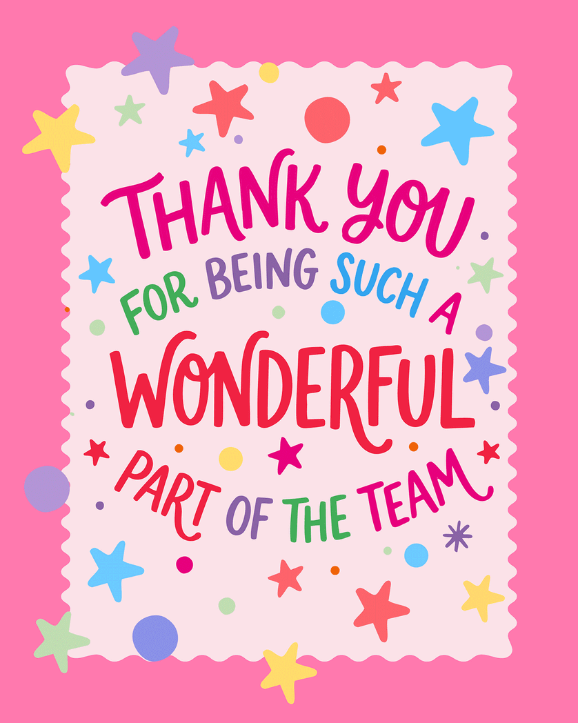 Card design "Pinking  - group leaving ecard"