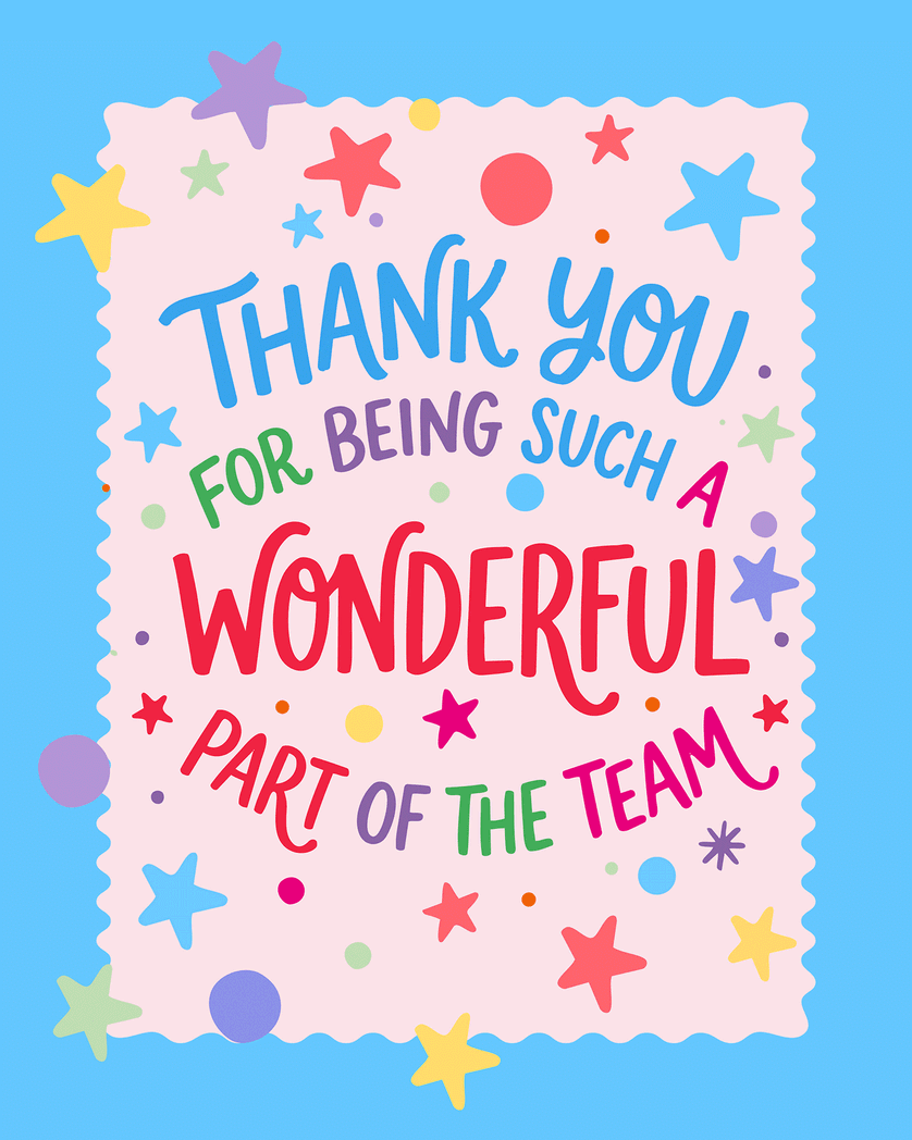 Card design "Blue Pinking  - group leaving ecard"