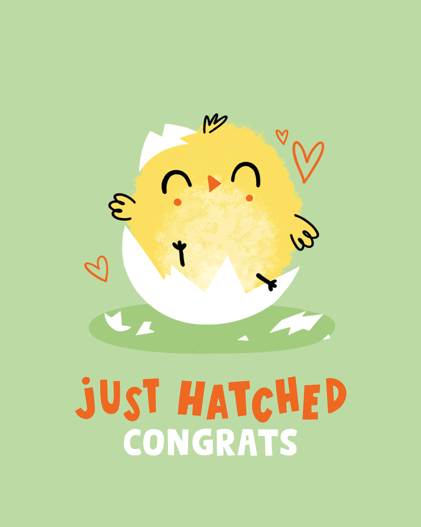 Card design "Fluffy chick - group baby ecard"