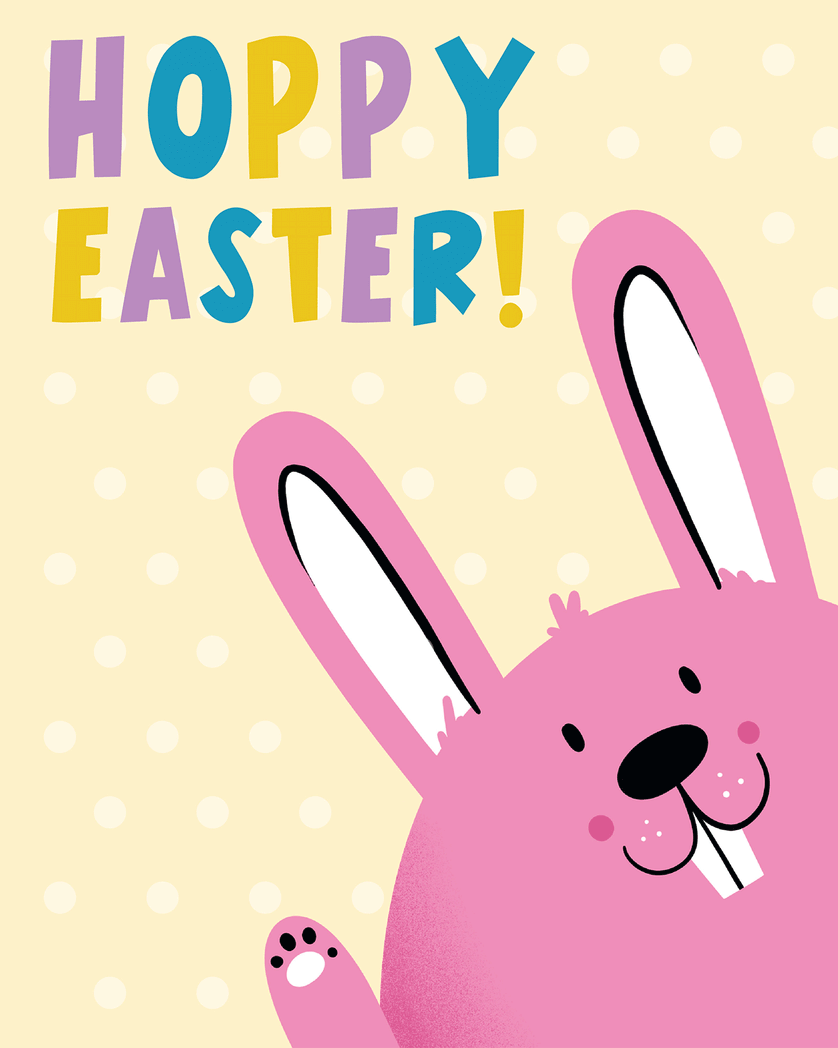 Card design "Waving Bunny - group Easter ecard"