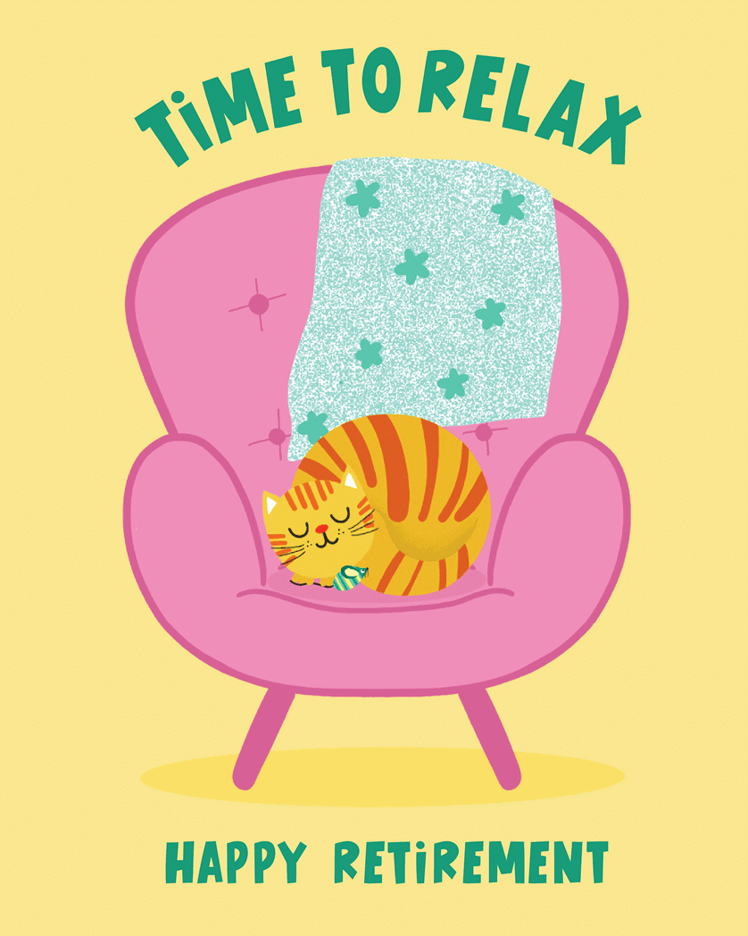 Card design "Cat and mouse - group retirement ecard"