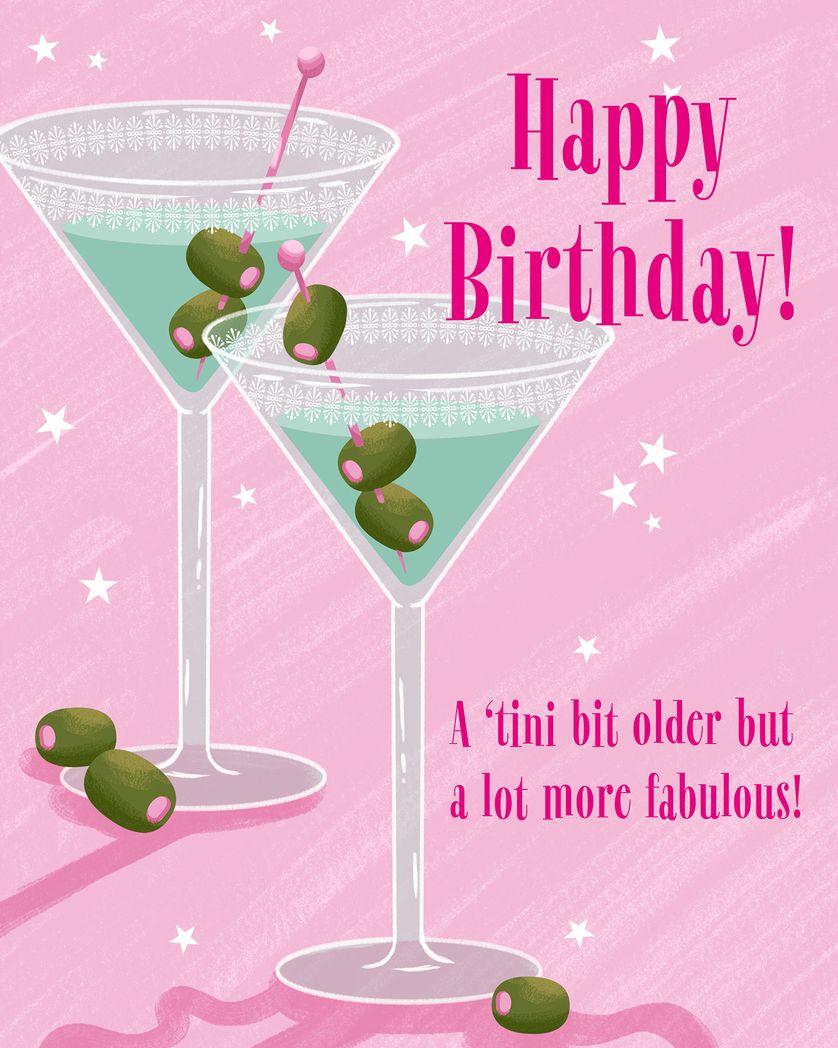 Card design "Shaken not stirred - group birthday ecard"