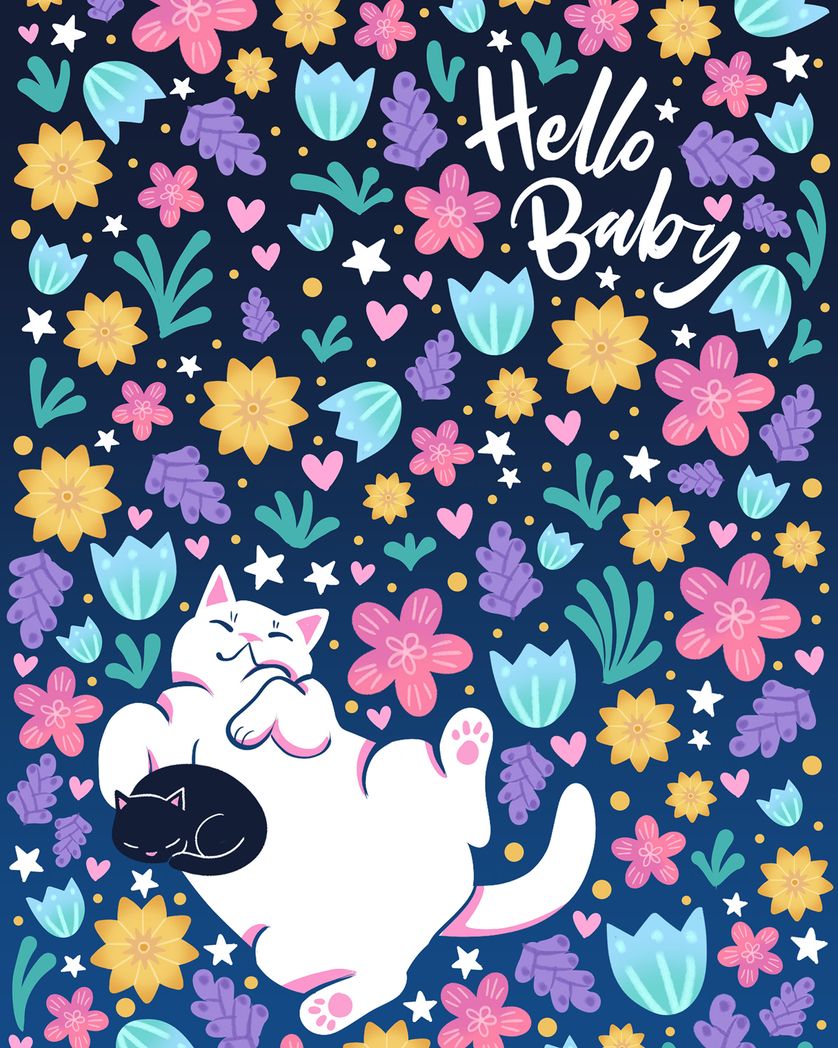 Card design "Kitten club - group baby ecard"
