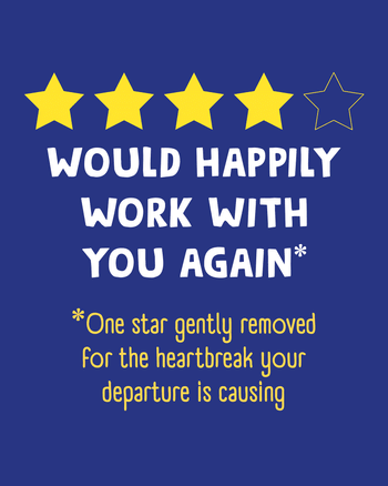 Use 4 star review - group leaving ecard
