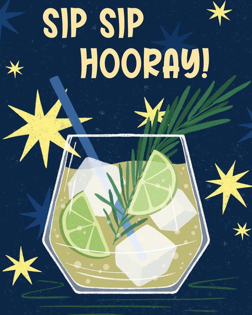 Card design "Cocktail time - group birthday ecard"