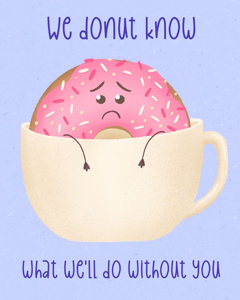 Card design "Sad donut - group leaving ecard"