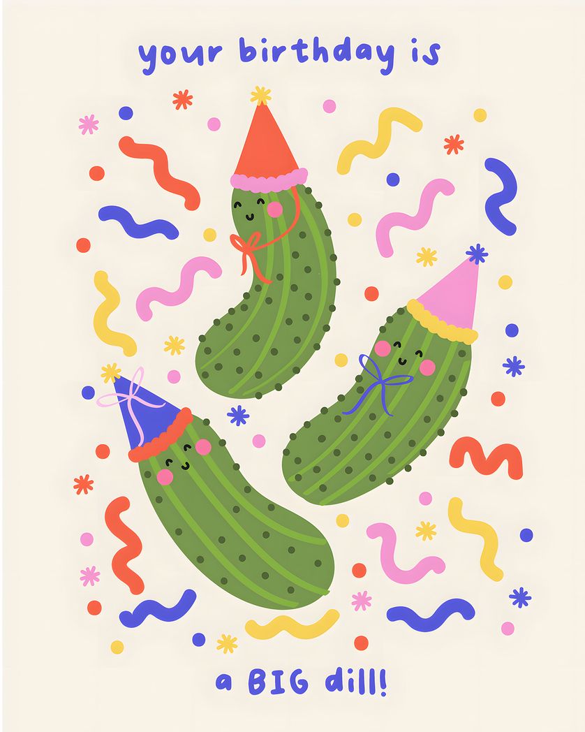 Card design "Party pickle - group birthday ecard"