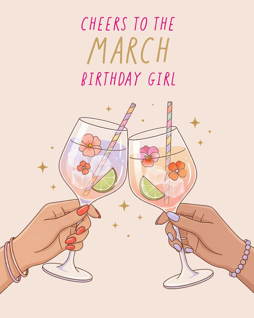 Card design "March cheers - group birthday ecard"