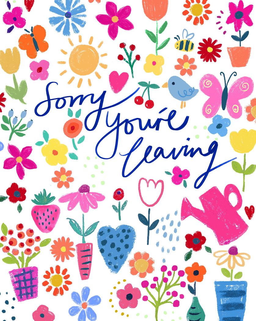 Card design "Pretty scribbles - group leaving ecard"