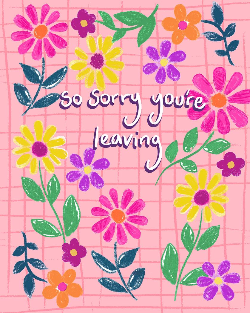 Card design "Pretty scribbles Pink - group leaving ecard"