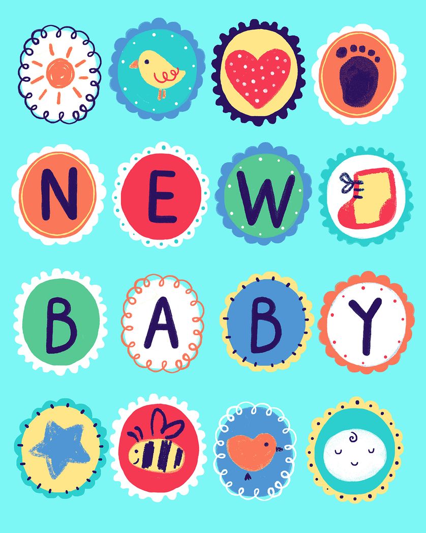 Card design "teeny gallery - group baby ecard"