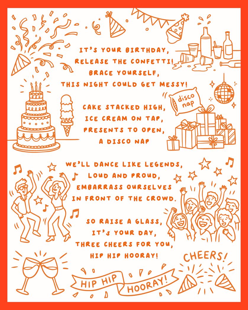 Card design "Birthday poem - group ecard"