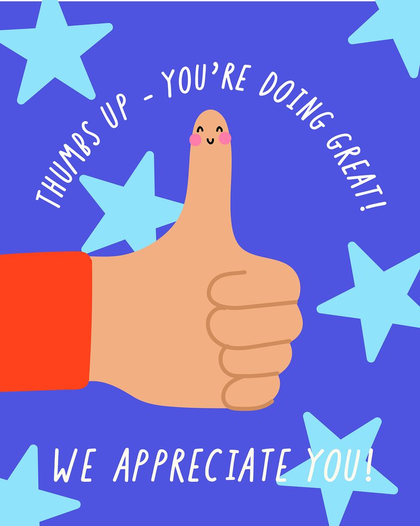 Card design "Thumbs up - group employee appreciation ecard"