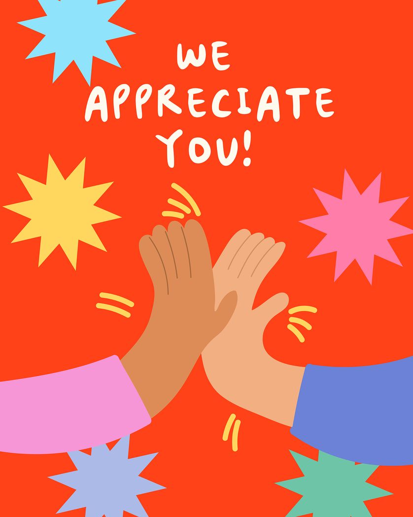 Card design "High five - group employee appreciation ecard"