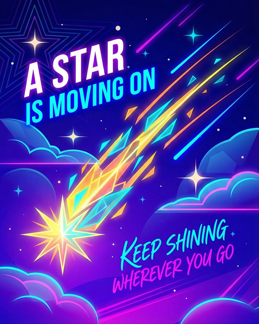 Card design "Shooting star - group leaving ecard"