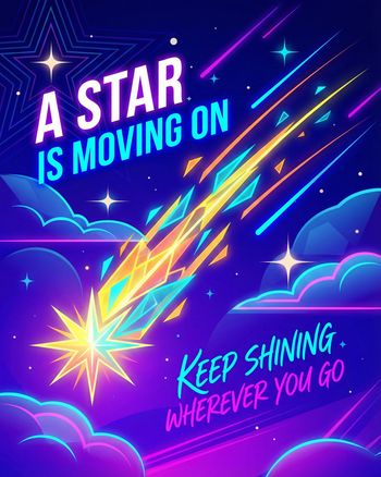 Use Shooting star - group leaving ecard