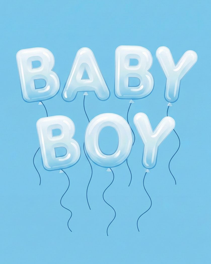 Card design "Blue balloons - group baby ecard"