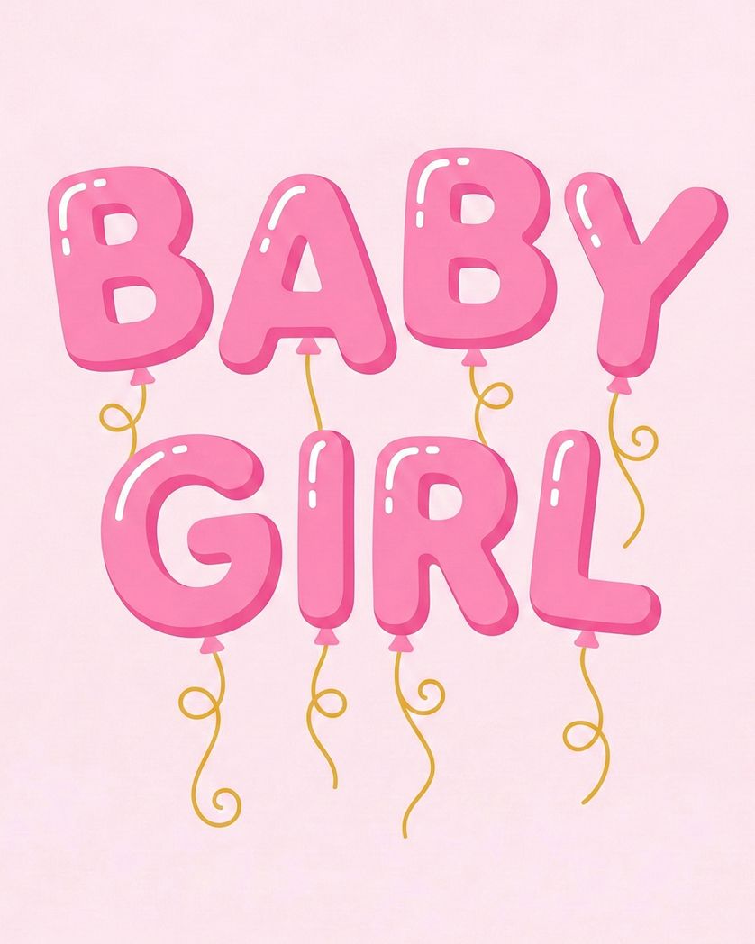 Card design "Pink balloons - group baby ecard"