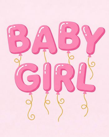 Use Pink balloons - group baby ecard