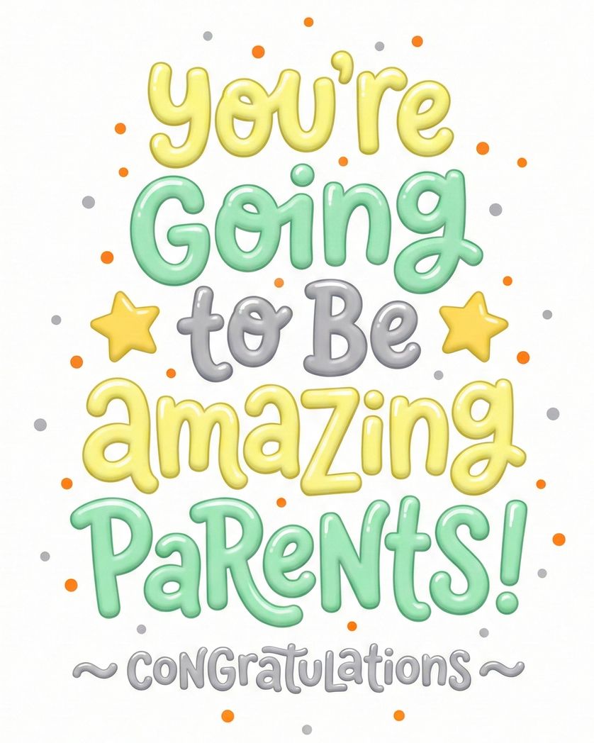 Card design "Bubble writing - group baby ecard"