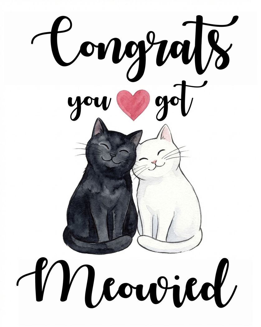 Card design "Love cats - group wedding ecard"