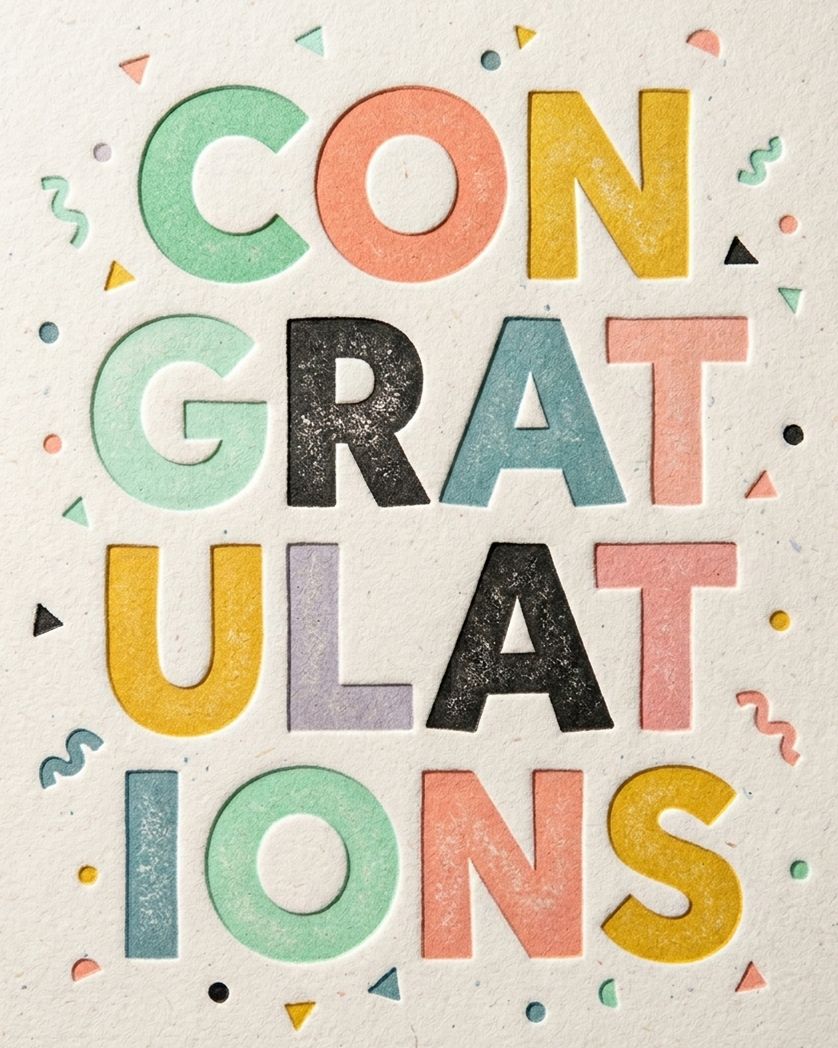 Card design "Letter press - group congratulations ecard"