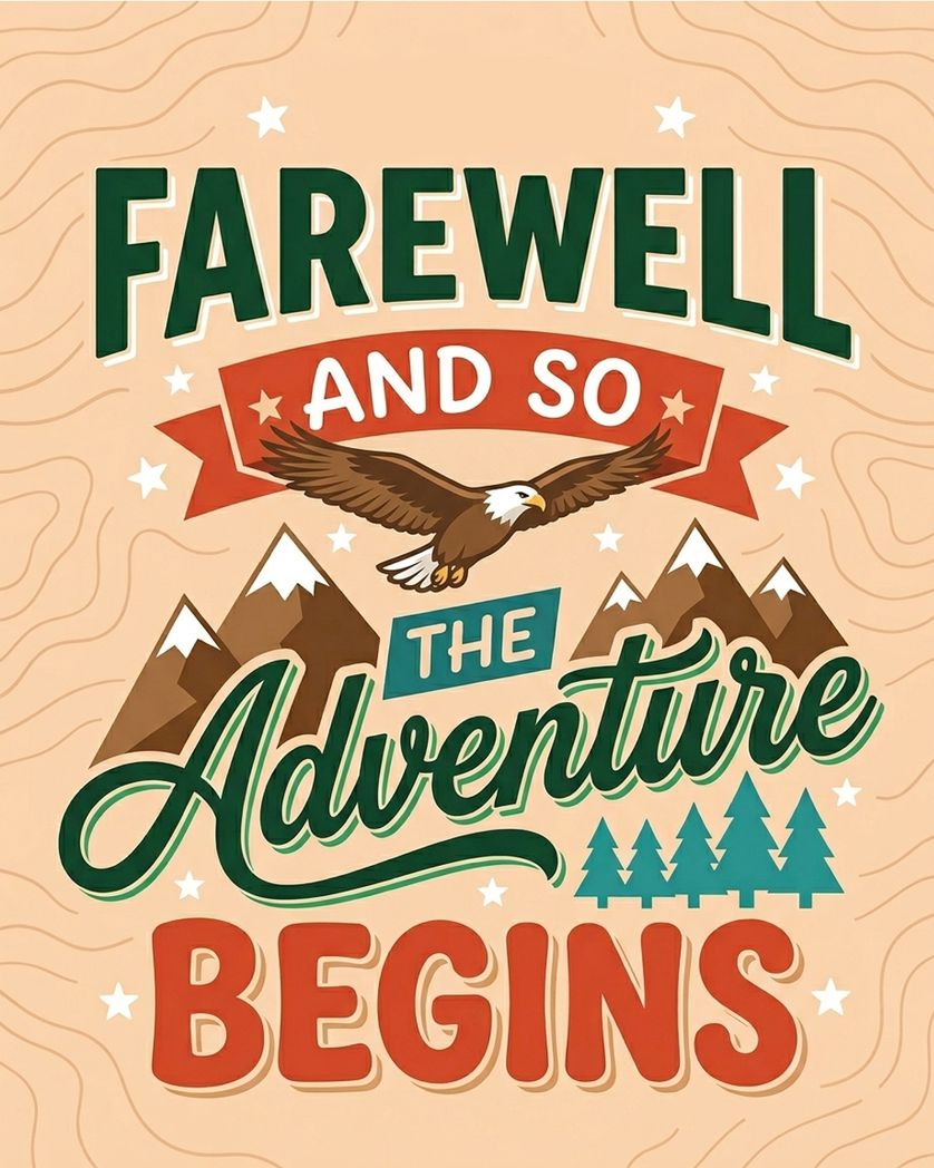 Card design "Fly like an eagle - group leaving ecard"