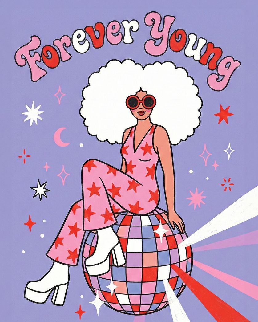 Card design "Disco Diva - group birthday ecard"