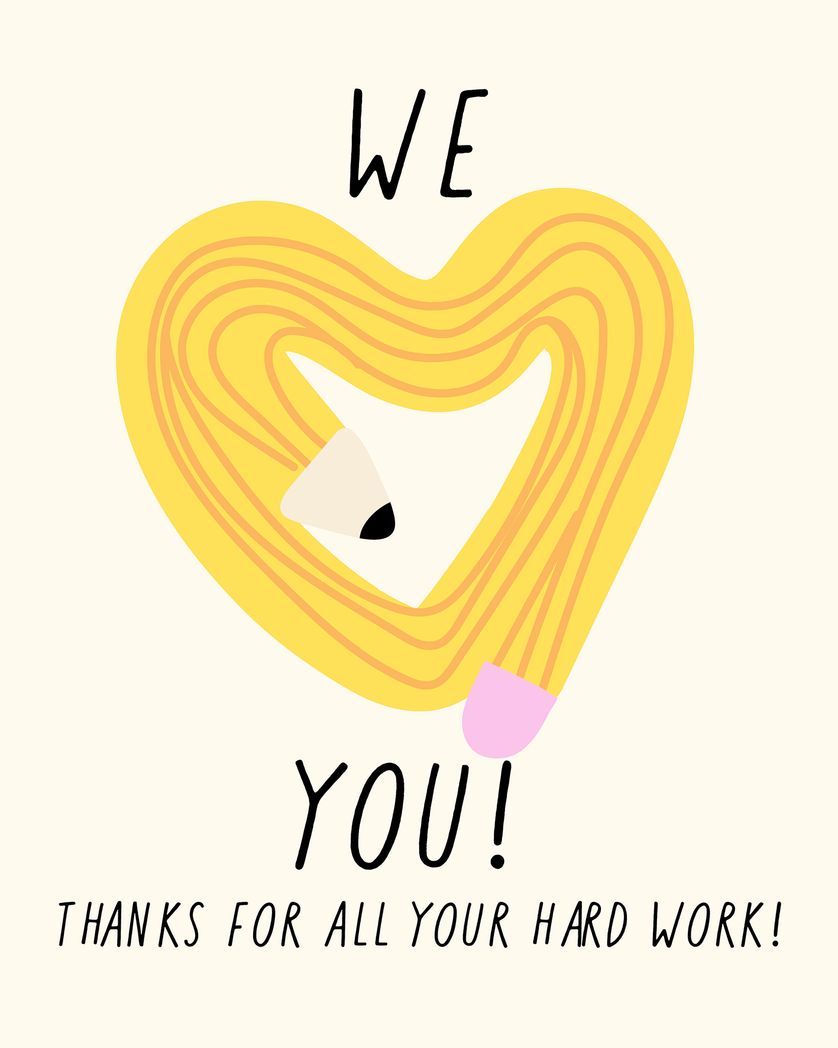 Card design "Pencil heart- group employee ecard"
