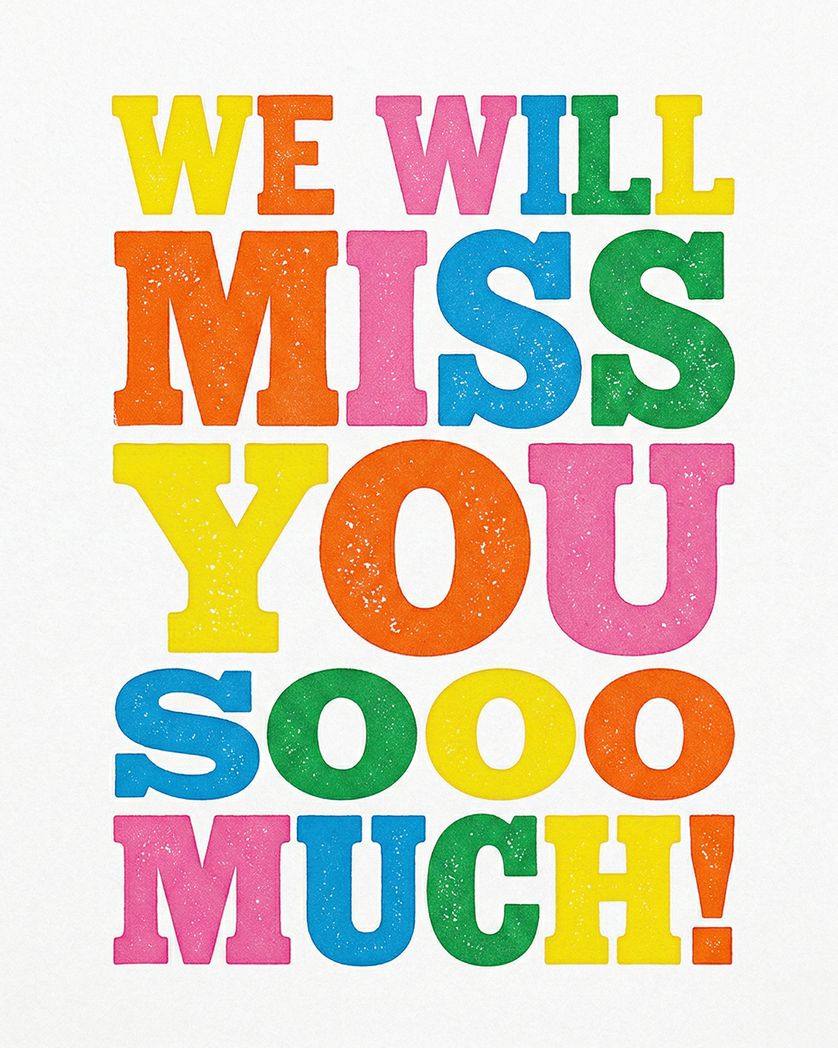 Card design "Letterpress - group leaving ecard"