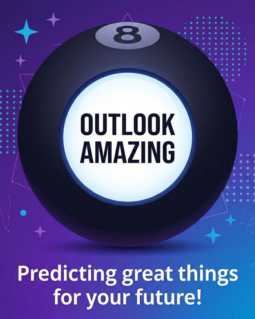 Card design "magic 8 ball - group leaving ecard"