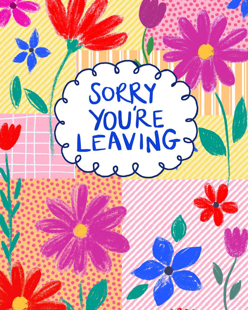 Card design "Pretty patchwork - group leaving ecard"