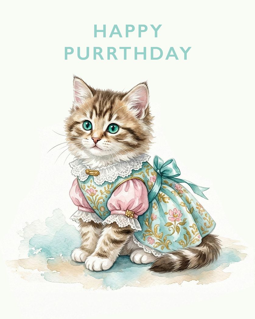 Card design "Kitsch Kitty - group birthday ecard"