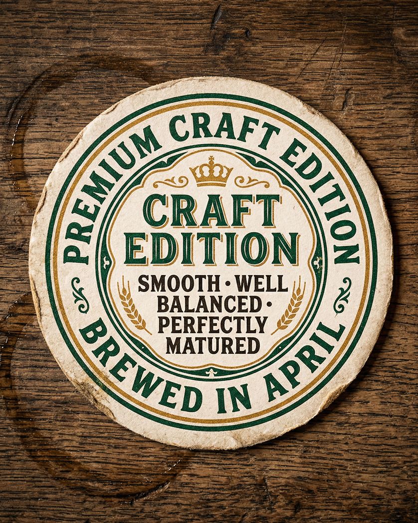 Card design "Real Ale April - group birthday ecard"