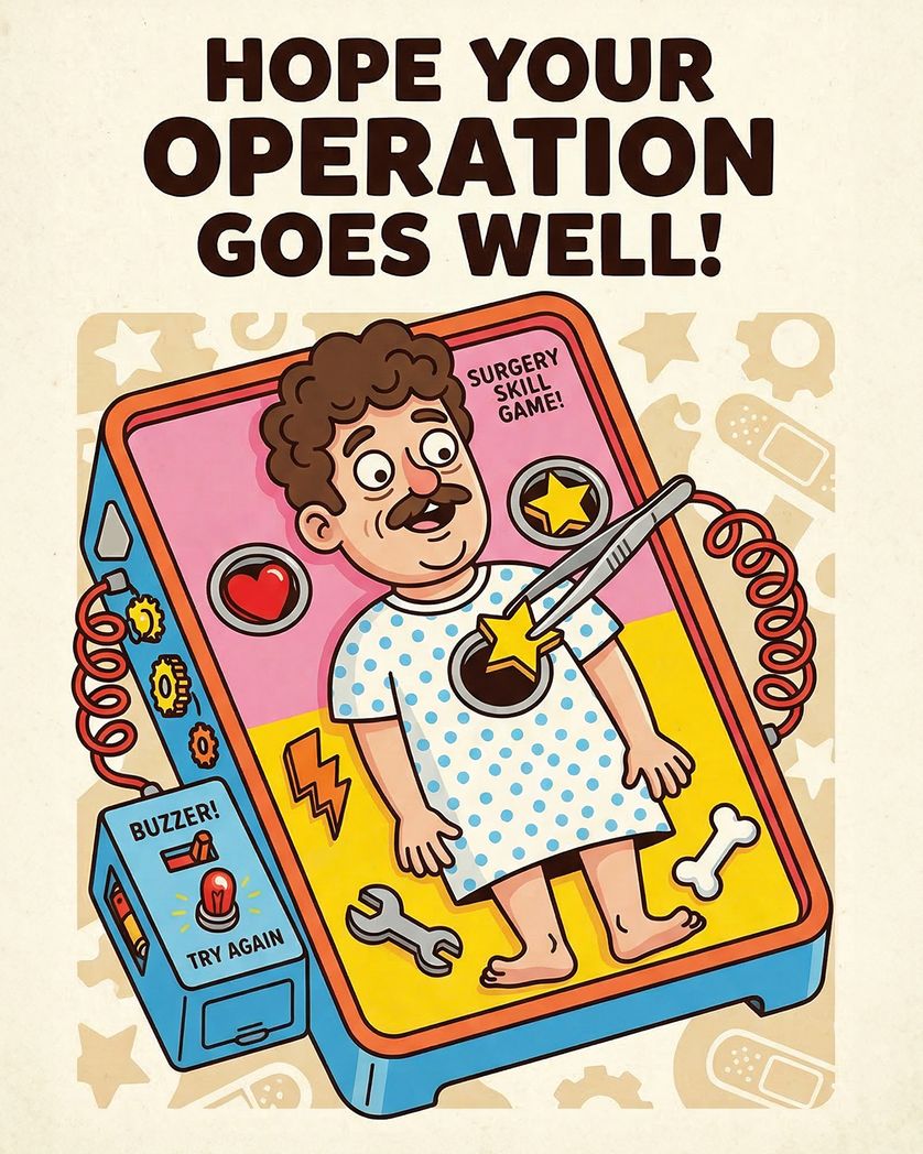 Card design "Operation! - group get well ecard"