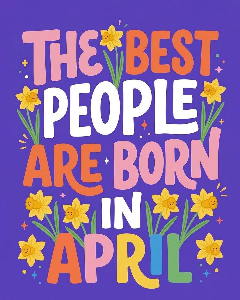 Card design "April people - group birthday ecard"