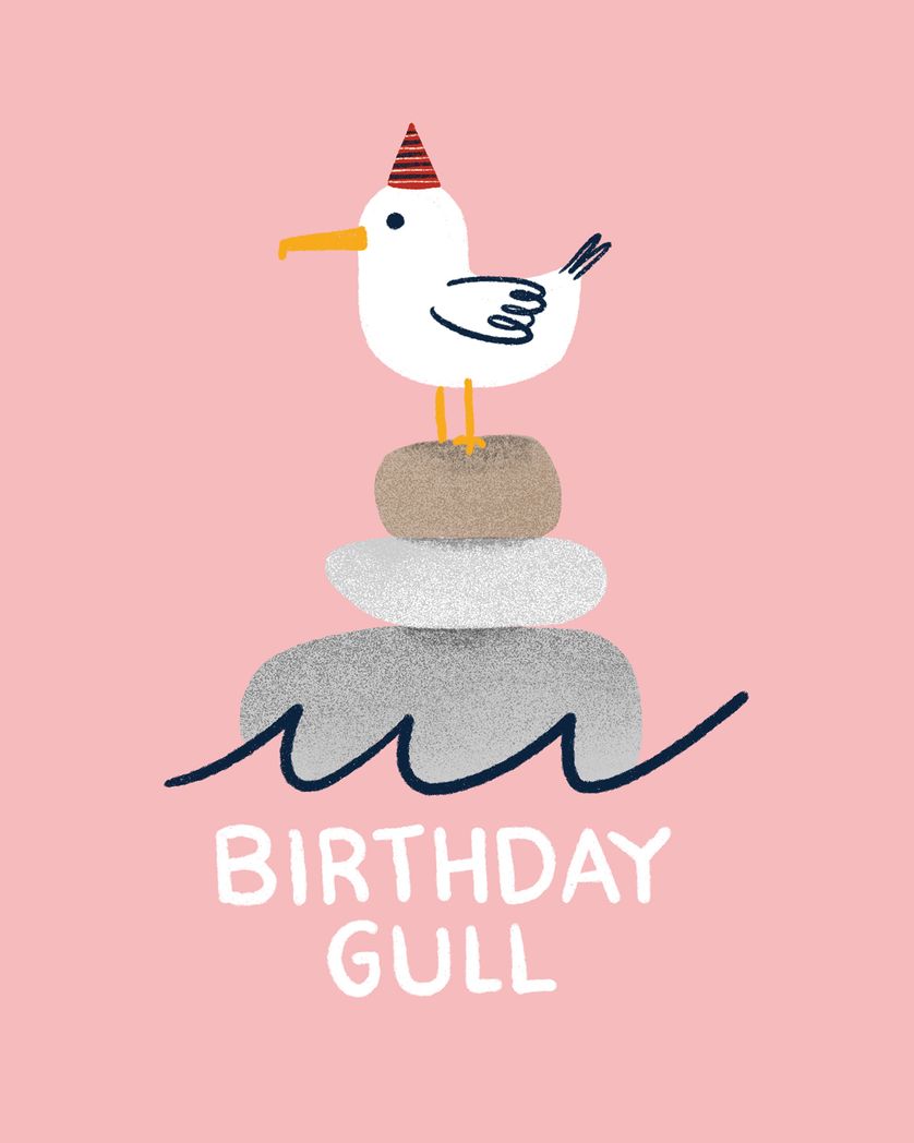 Card design "Gull! Gull! - group birthday ecard"