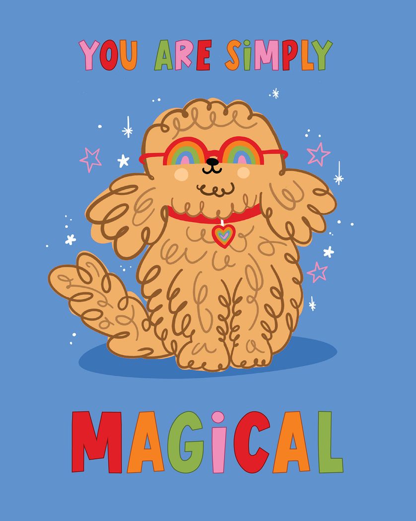 Card design "rainbow doggie - group birthday ecard"