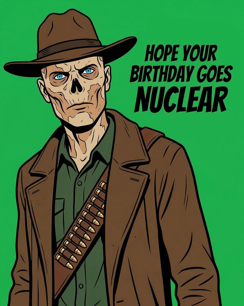 Card design "Birthday Fallout - group ecard"