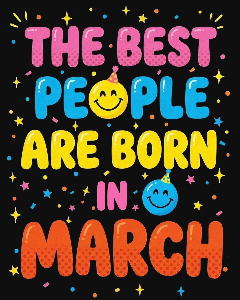 Card design "March birthday - group ecard"