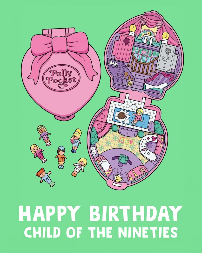 Card design "Polly Pocket - group birthday ecard"
