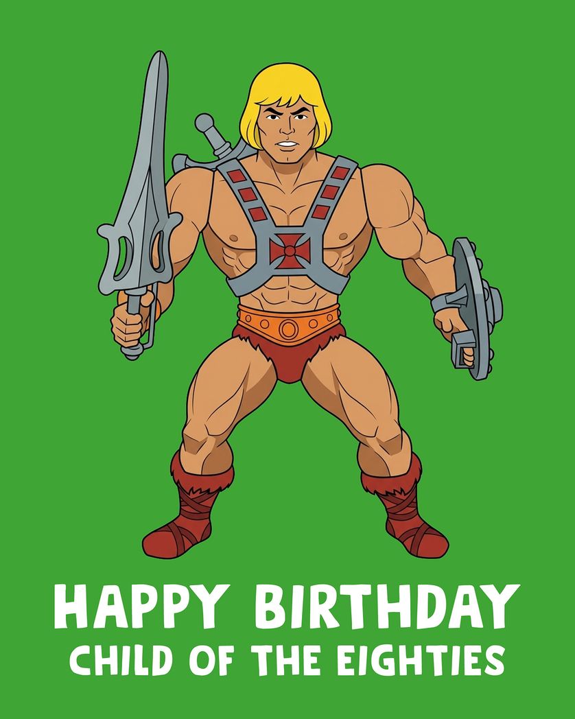 Card design "He Man - group birthday ecard"