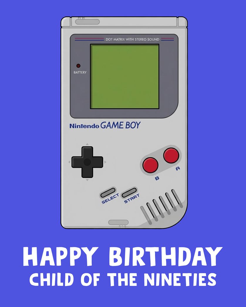 Card design "Game boy - group birthday ecard"