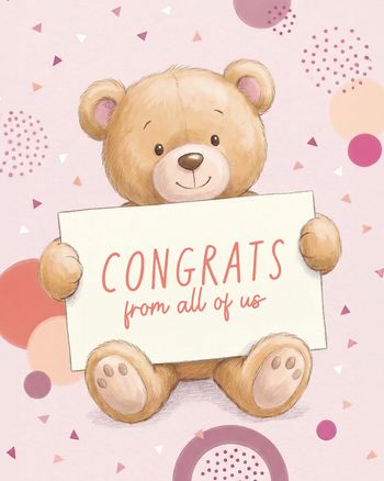 Use Pink bear- group baby ecard