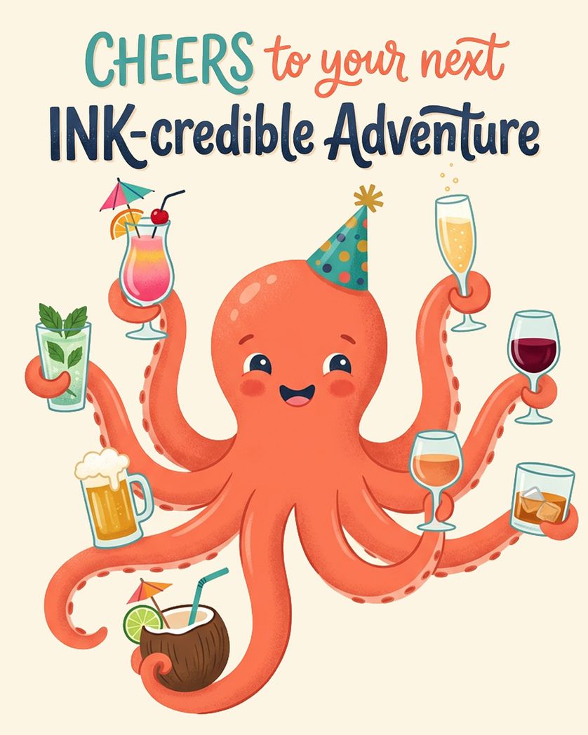 Card design "Cheers x 8 - group leaving ecard"