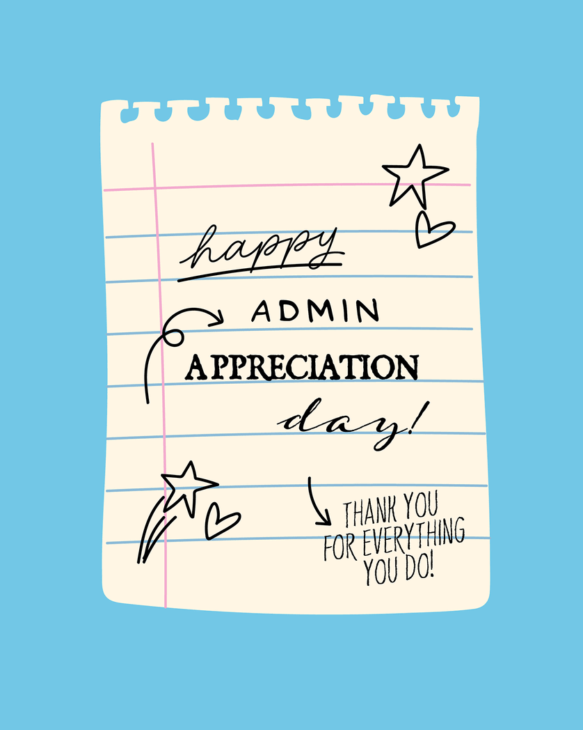 Card design "Notepaper - group admin day ecard"