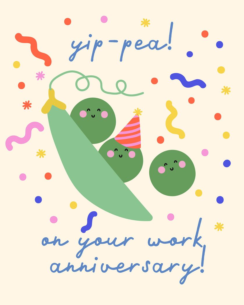Card design "Easy Peasy - group anniversary ecard"
