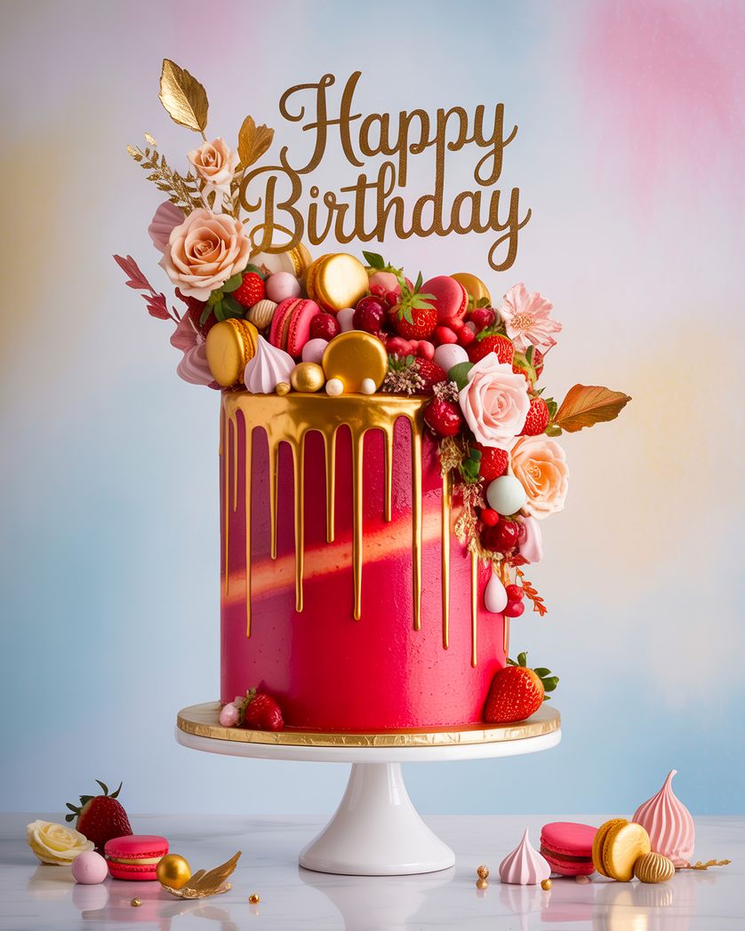 Card design "Bougie cake - group birthday ecard"