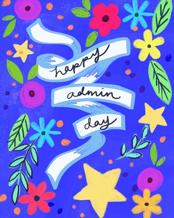 Use Ribbon and blooms - group admin day ecard